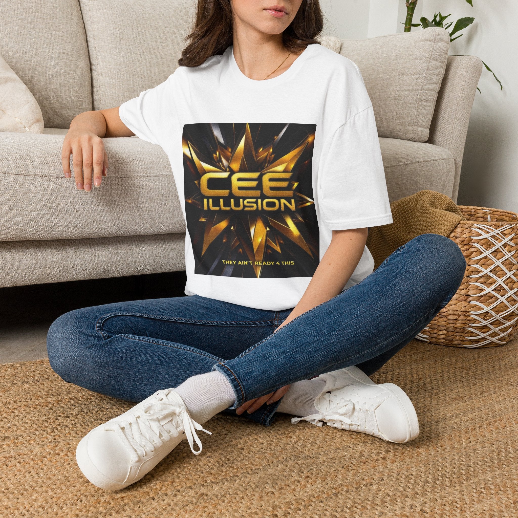 Illusion Graphic T-Shirt — 'Cee Illusion' Bold Gold Logo Tee