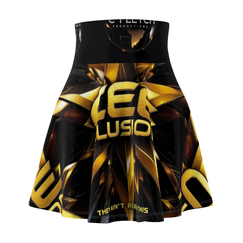 Gold Starburst Skater Skirt — Bold Geometric All-Over Print