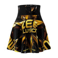 Gold Starburst Skater Skirt — Bold Geometric All-Over Print