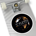 C'Fletch Productions Globe Logo Round Vinyl Sticker — Indoor/Outdoor