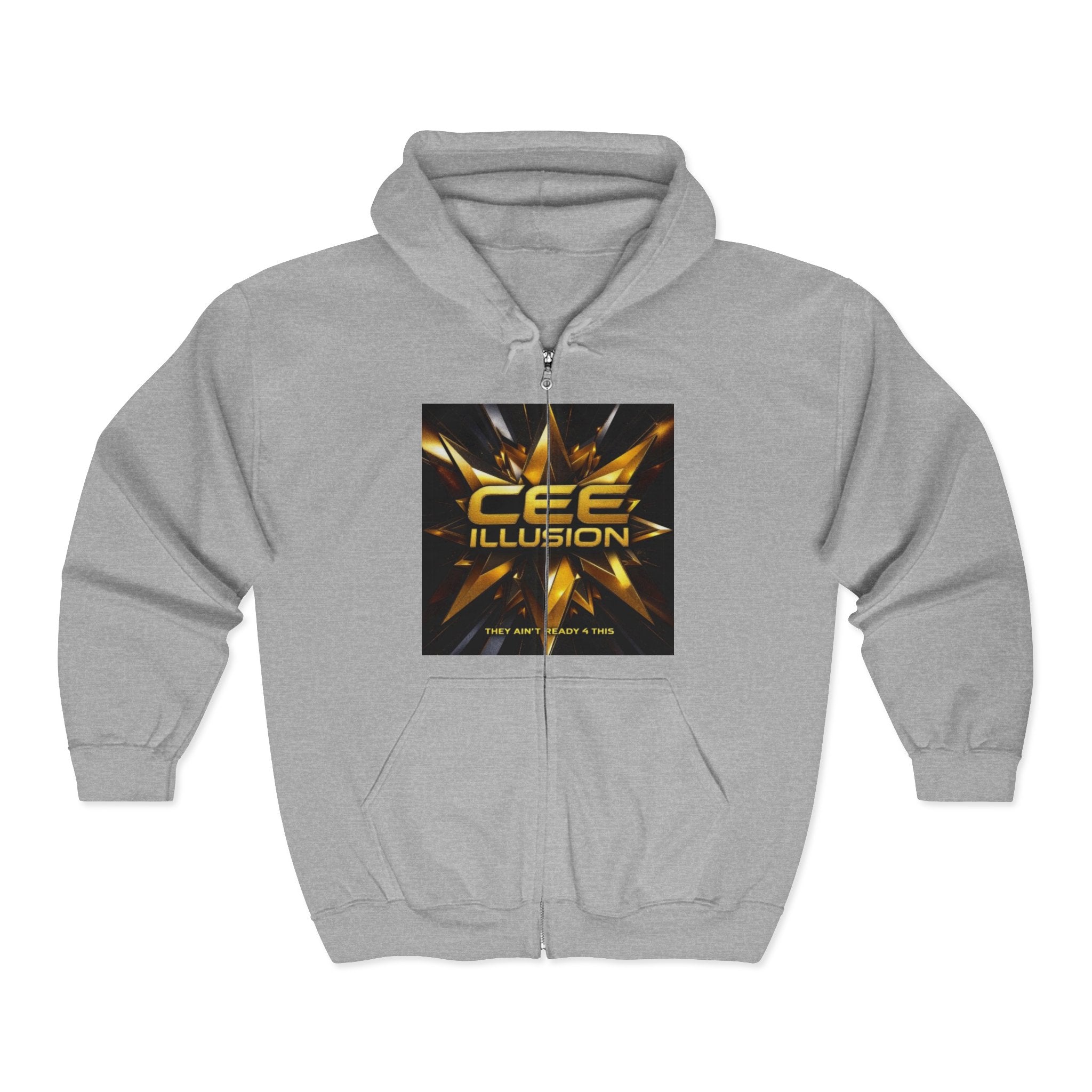 Illusion Logo Zip Hoodie — 'CEE Illusion' Gold Burst Full-Zip Sweatshirt