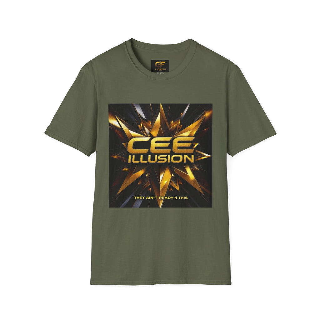 Illusion Graphic T-Shirt — 'Cee Illusion' Bold Gold Logo Tee
