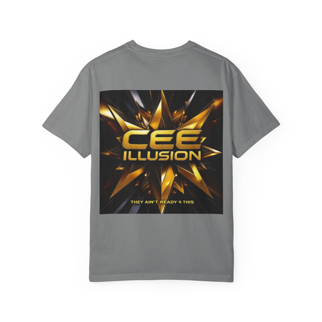 Cee Illusion Graphic T-Shirt — Bold Gold Starburst Design