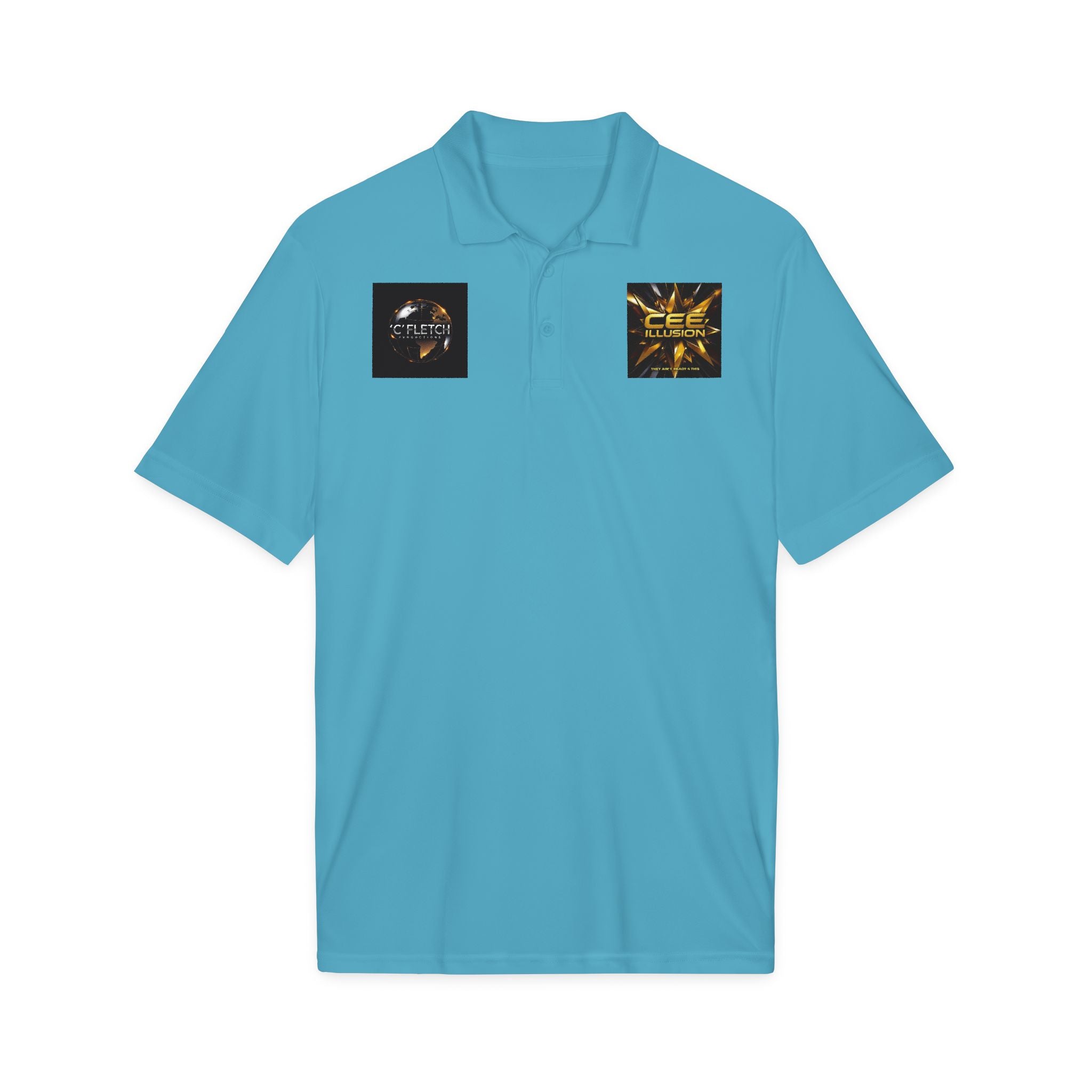 Logo Chest Polo Shirt — Gold Emblem Athletic Golf Polo