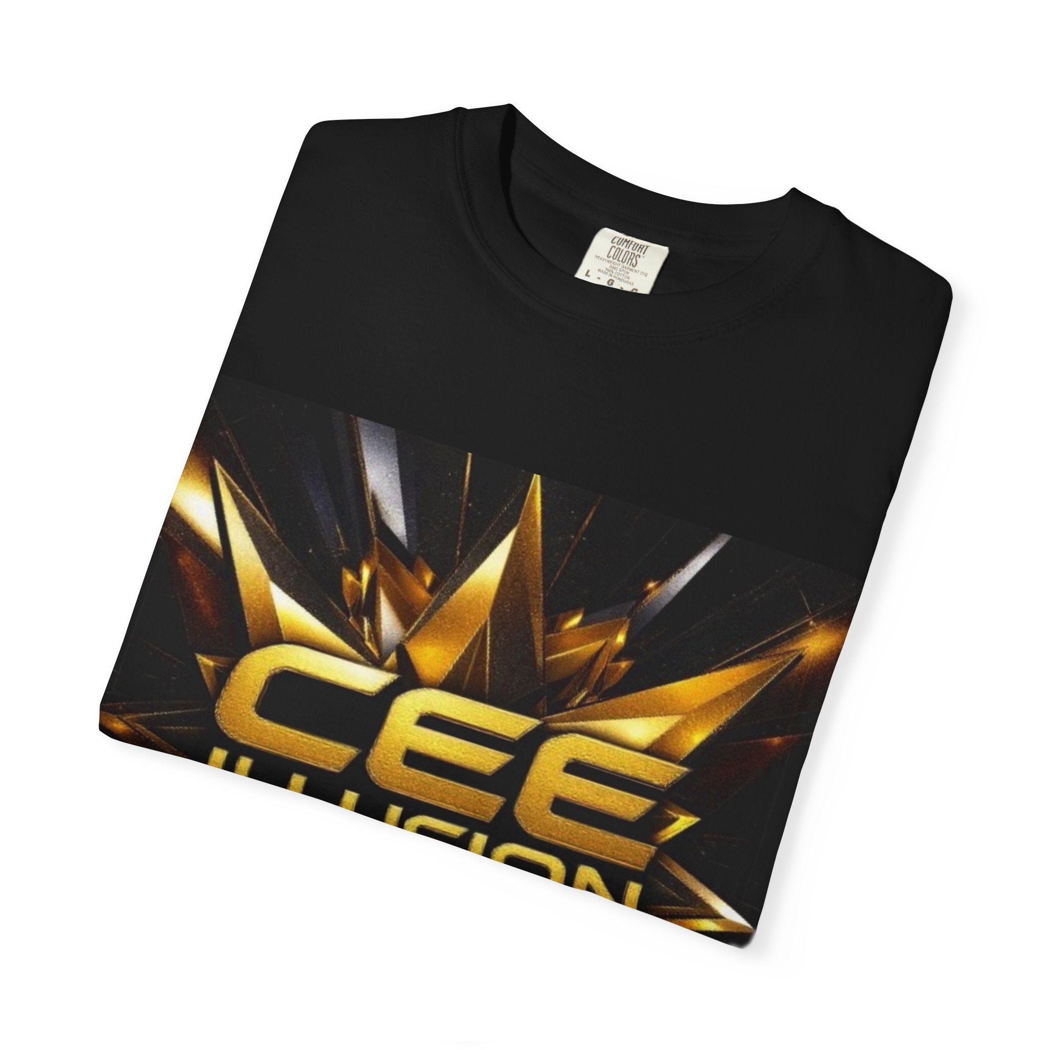 Cee Illusion Graphic T-Shirt — Bold Gold Starburst Design