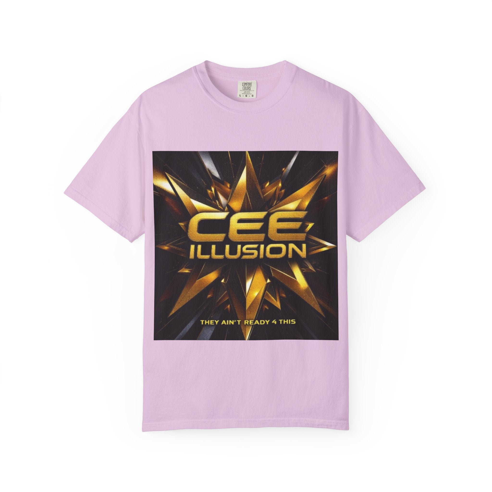 Illusion Graphic T-Shirt — "CEE ILLUSION" Bold Gold Star Design