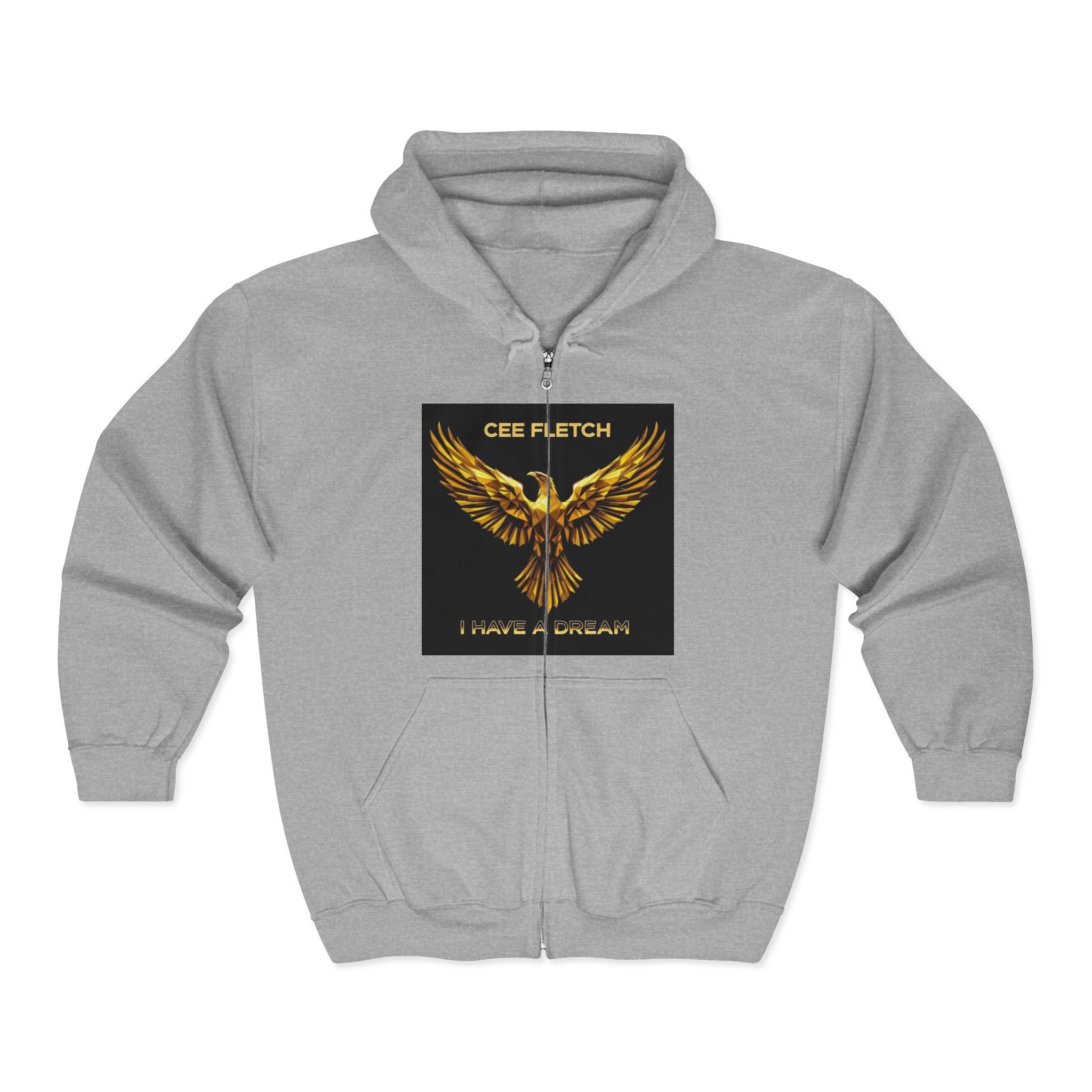 Golden Phoenix Zip Hoodie - "Cee Fletch I Have A Dream" Graphic
