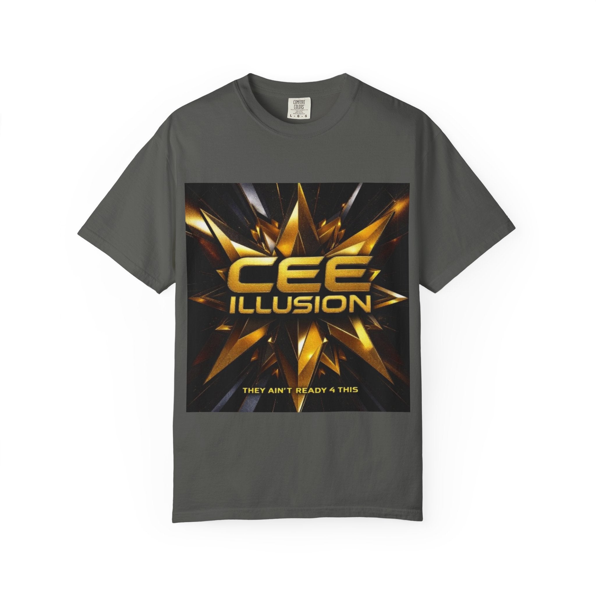 Illusion Graphic T-Shirt — "CEE ILLUSION" Bold Gold Star Design