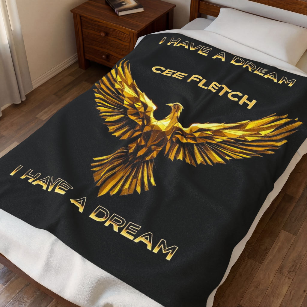 Velveteen Blanket — Gold Phoenix "I Have a Dream" Personalized Throw