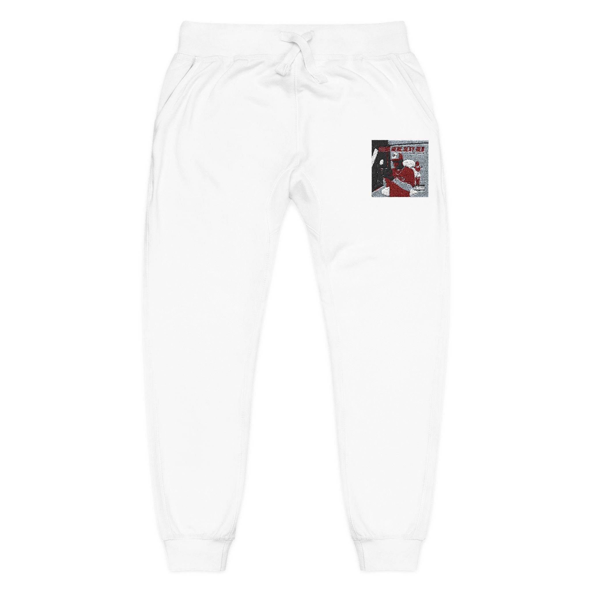 Embroidered Sequin Pocket Joggers — Reversible Sparkle Patch Sweatpants