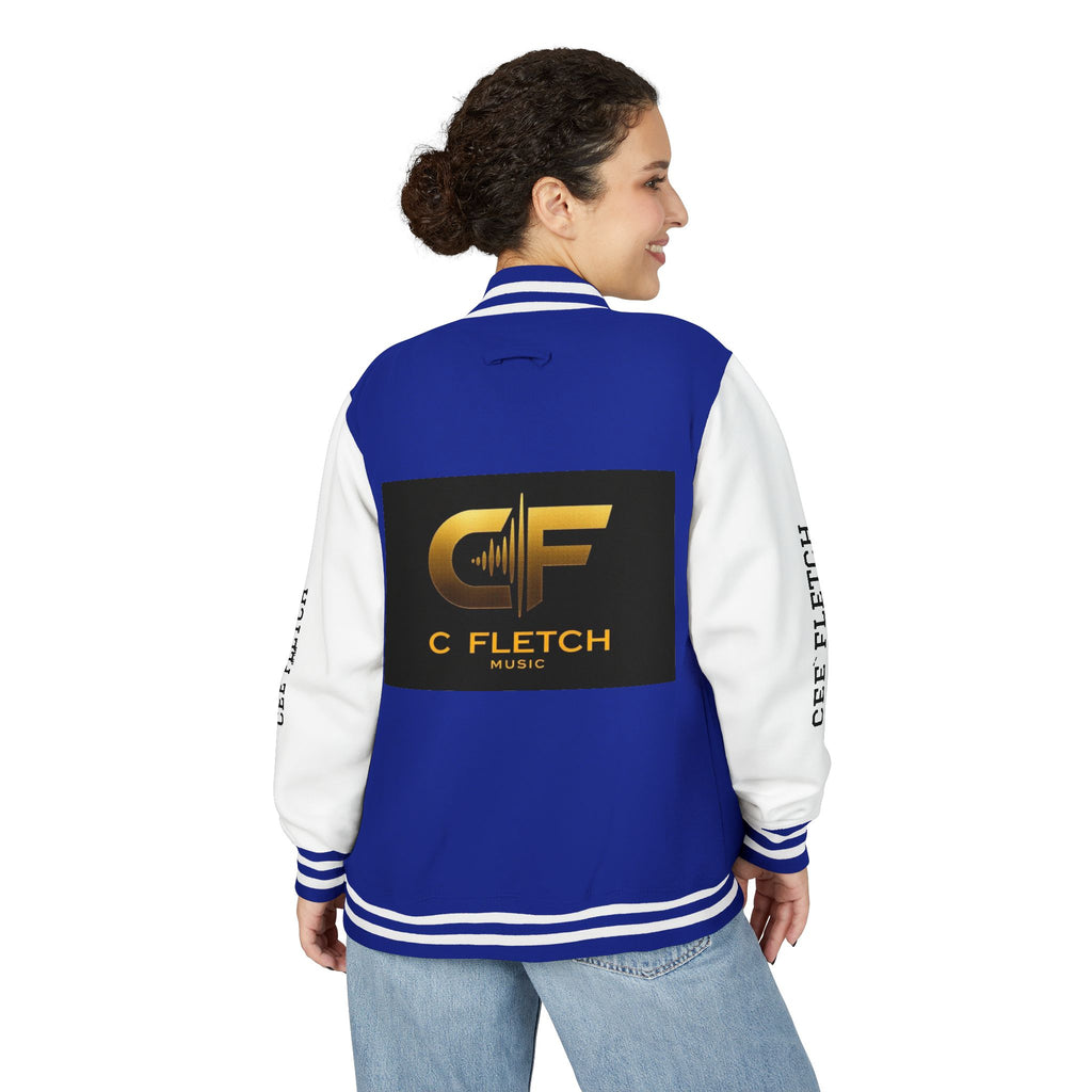 C Fletch Music Letterman Jacket — Red/White Varsity Jacket with Logo