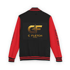 C Fletch Music Letterman Jacket — Red/White Varsity Jacket with Logo