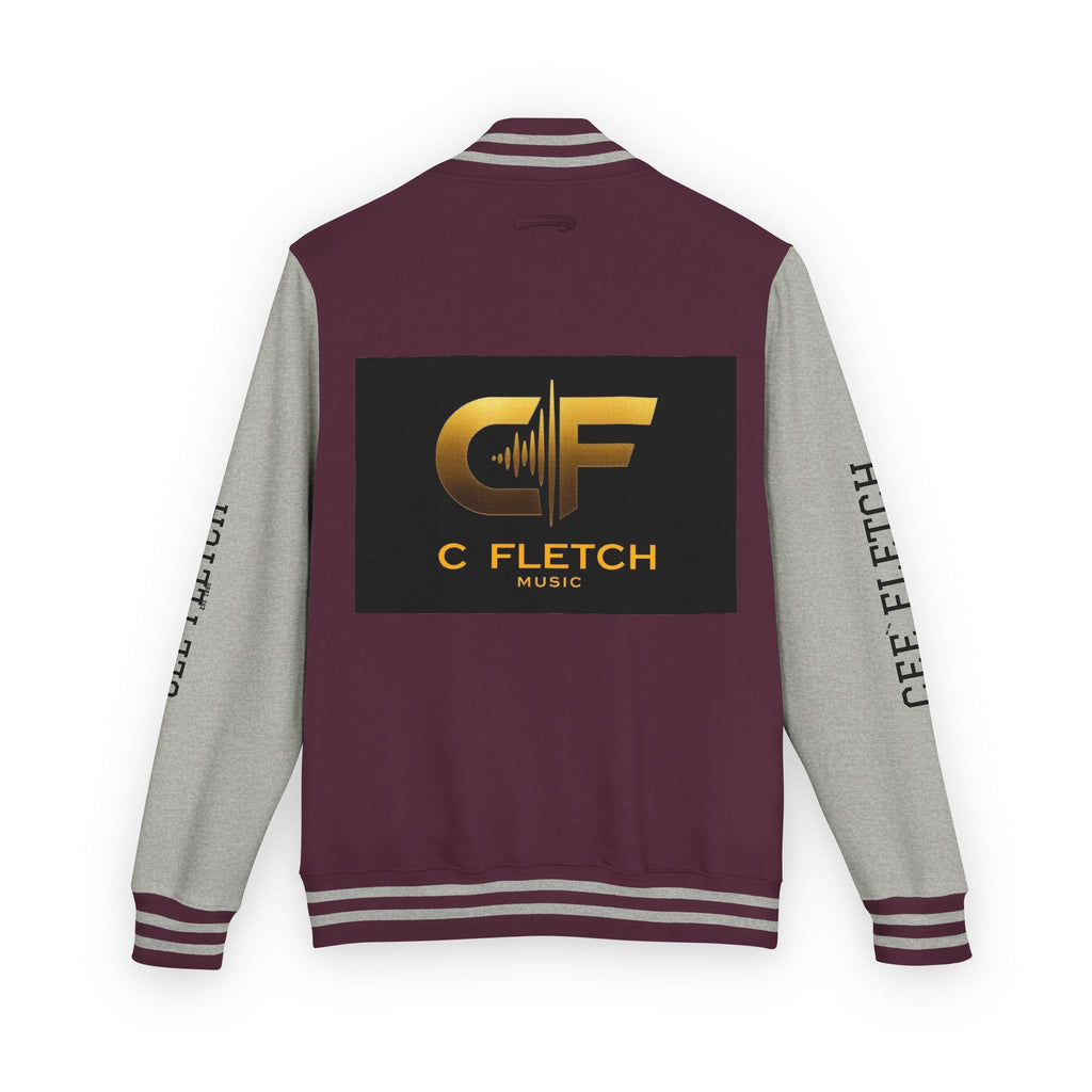 C Fletch Music Letterman Jacket — Red/White Varsity Jacket with Logo