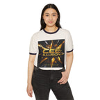 Illusion Logo Ringer T-Shirt — Bold Gold Graphic Tee