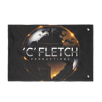 Double-Sided Flag — ‘C’ Fletch Productions Logo Globe Flag (Outdoor/Indoor)