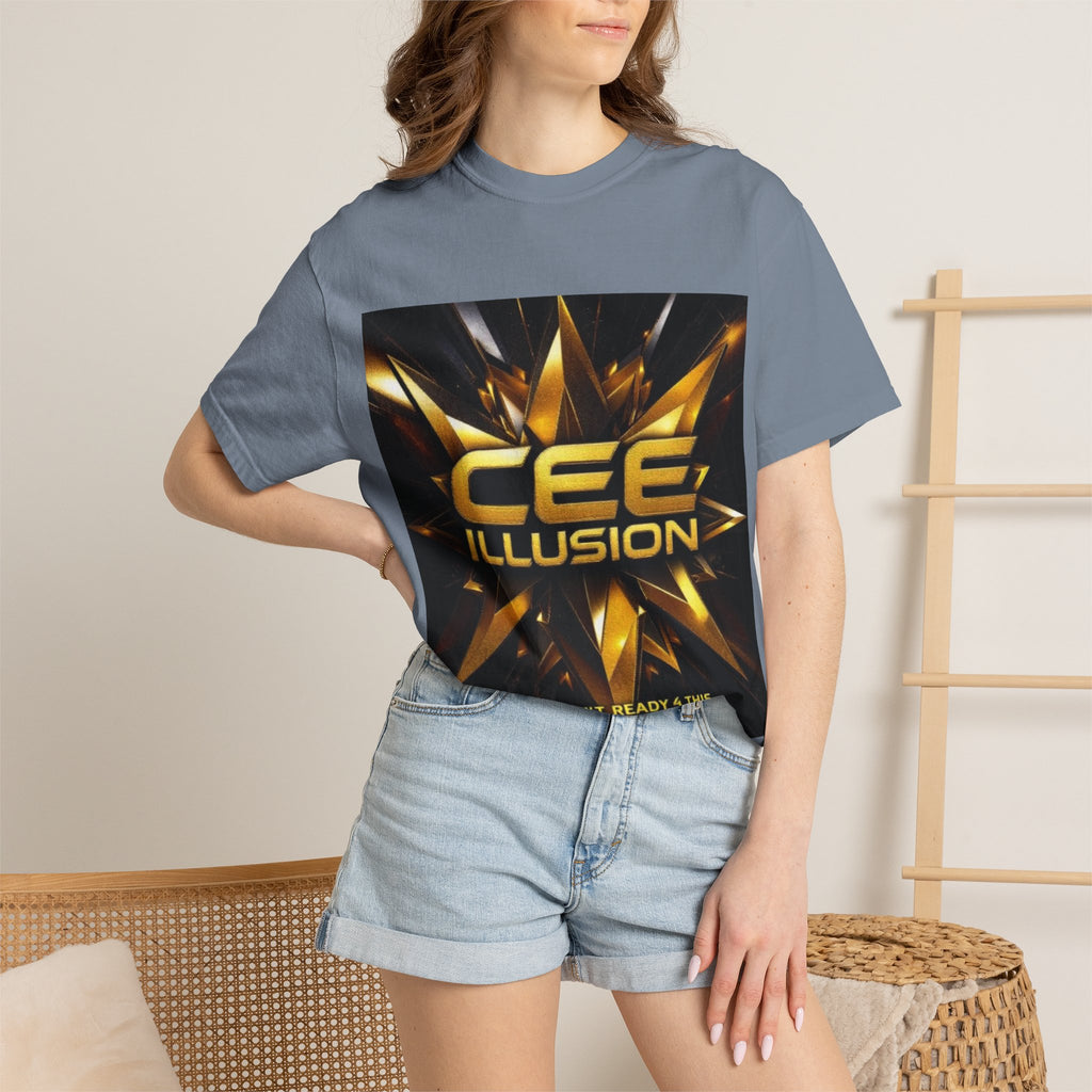 Cee Illusion Graphic T-Shirt — Bold Gold Starburst Design