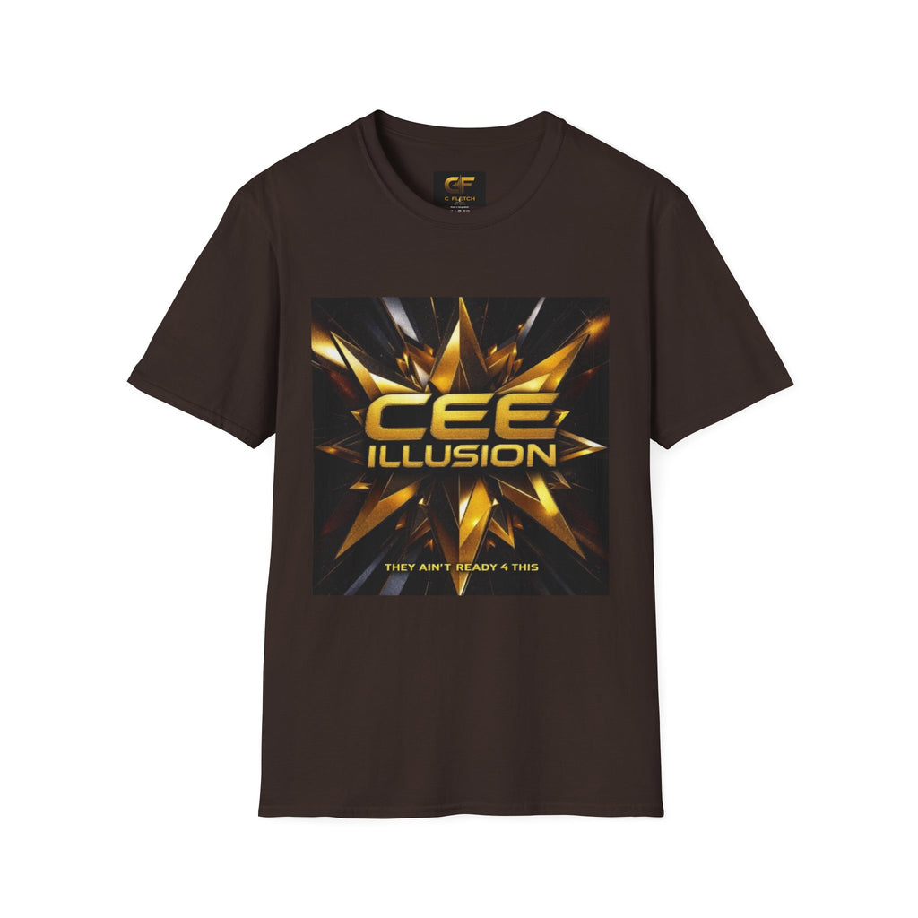 Illusion Graphic T-Shirt — 'Cee Illusion' Bold Gold Logo Tee