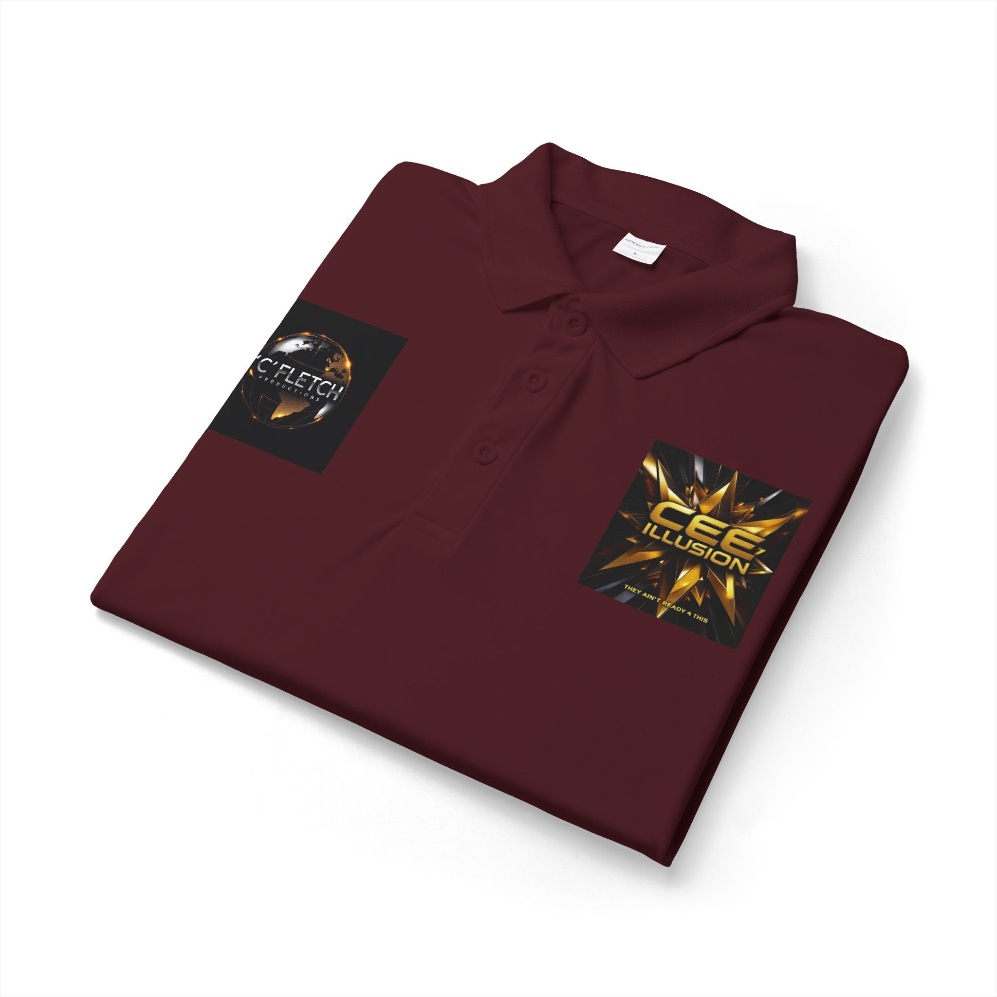 Logo Chest Polo Shirt — Gold Emblem Athletic Golf Polo