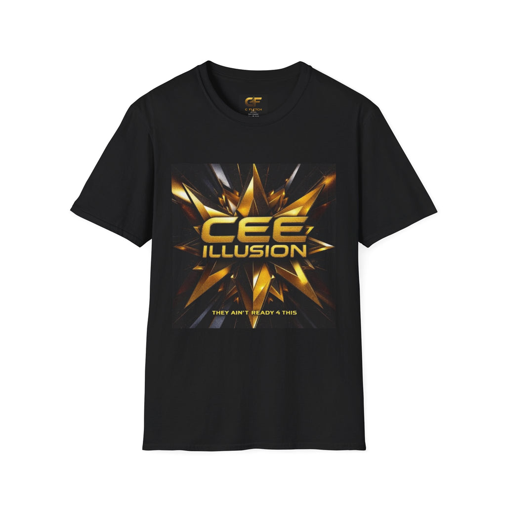 Illusion Graphic T-Shirt — 'Cee Illusion' Bold Gold Logo Tee