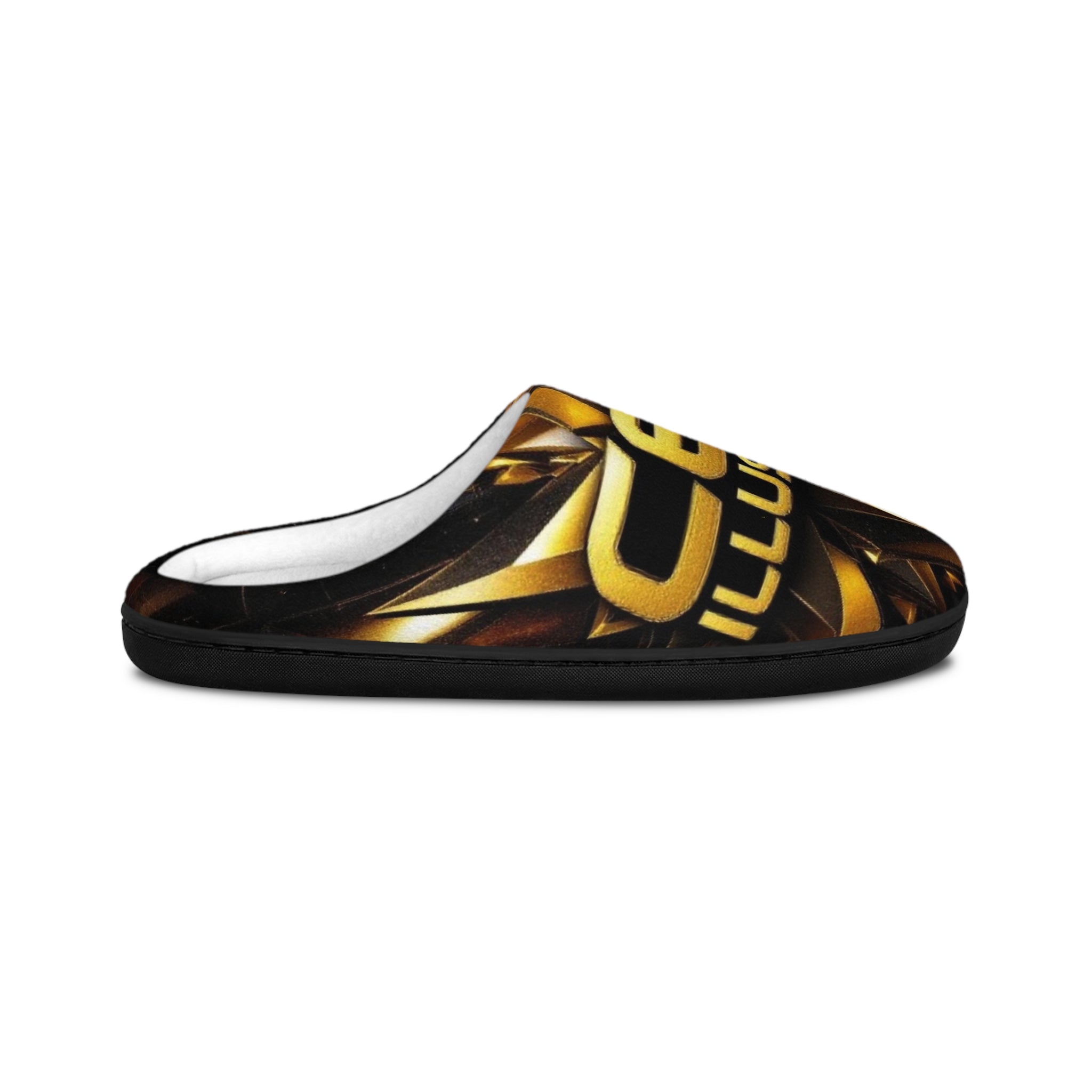 Gold Emblem Indoor Slippers — Cozy Women's House Shoes