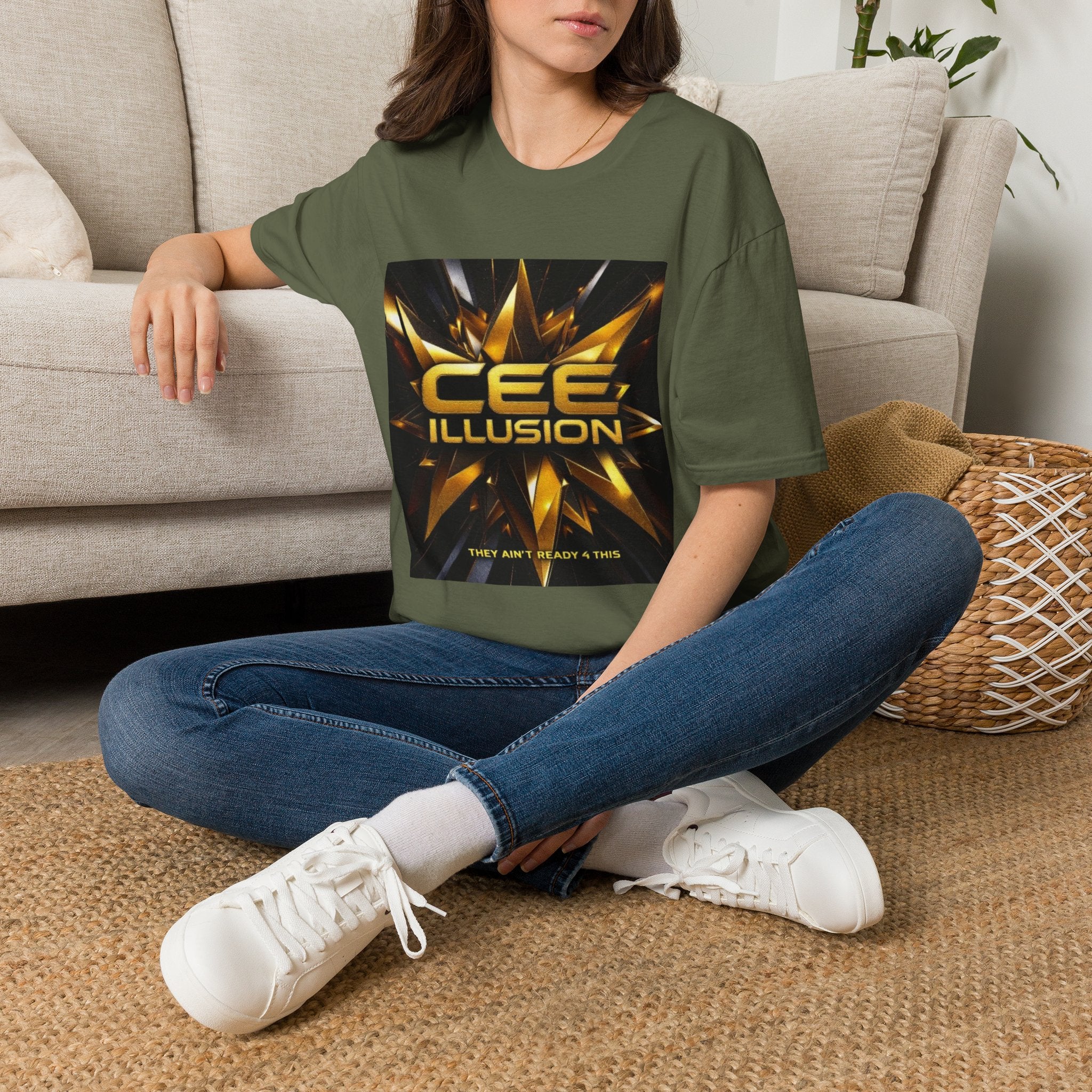 Illusion Graphic T-Shirt — 'Cee Illusion' Bold Gold Logo Tee