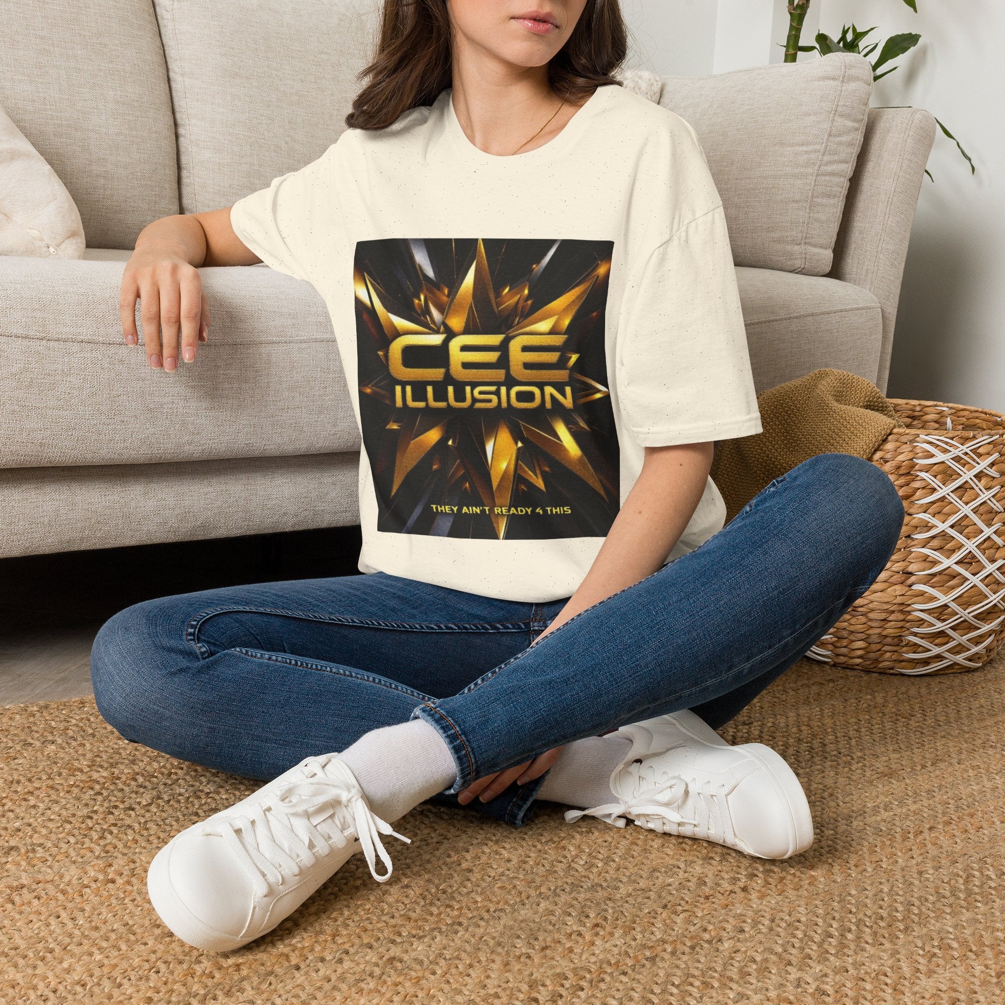 Illusion Graphic T-Shirt — 'Cee Illusion' Bold Gold Logo Tee