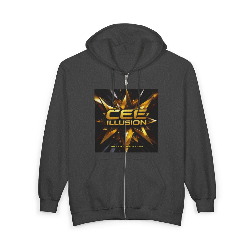 Illusion Logo Zip Hoodie — 'CEE Illusion' Gold Burst Full-Zip Sweatshirt