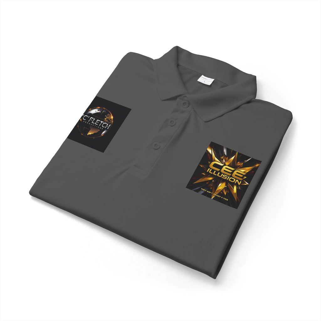 Logo Chest Polo Shirt — Gold Emblem Athletic Golf Polo