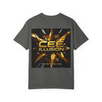 Cee Illusion Graphic T-Shirt — Bold Gold Starburst Design
