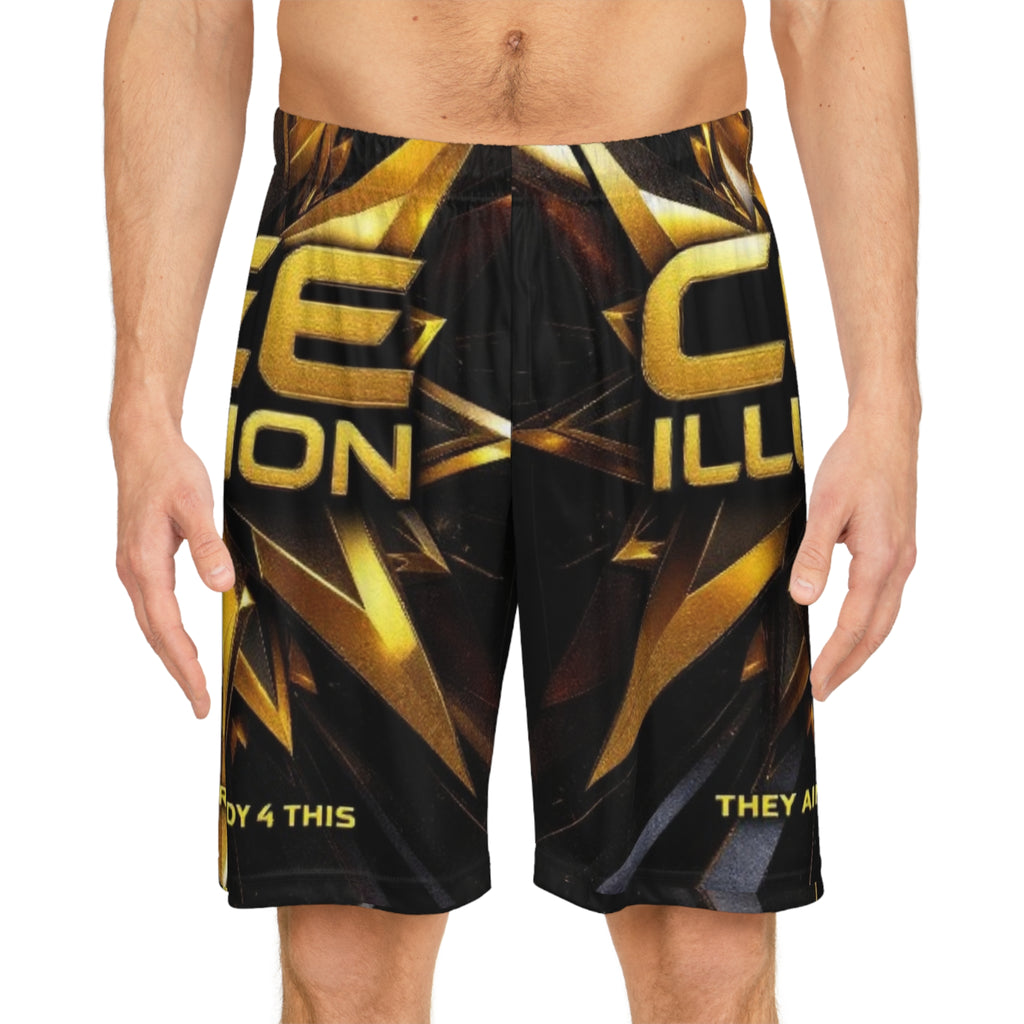 Basketball Shorts — Gold CE Illusion All-Over Print