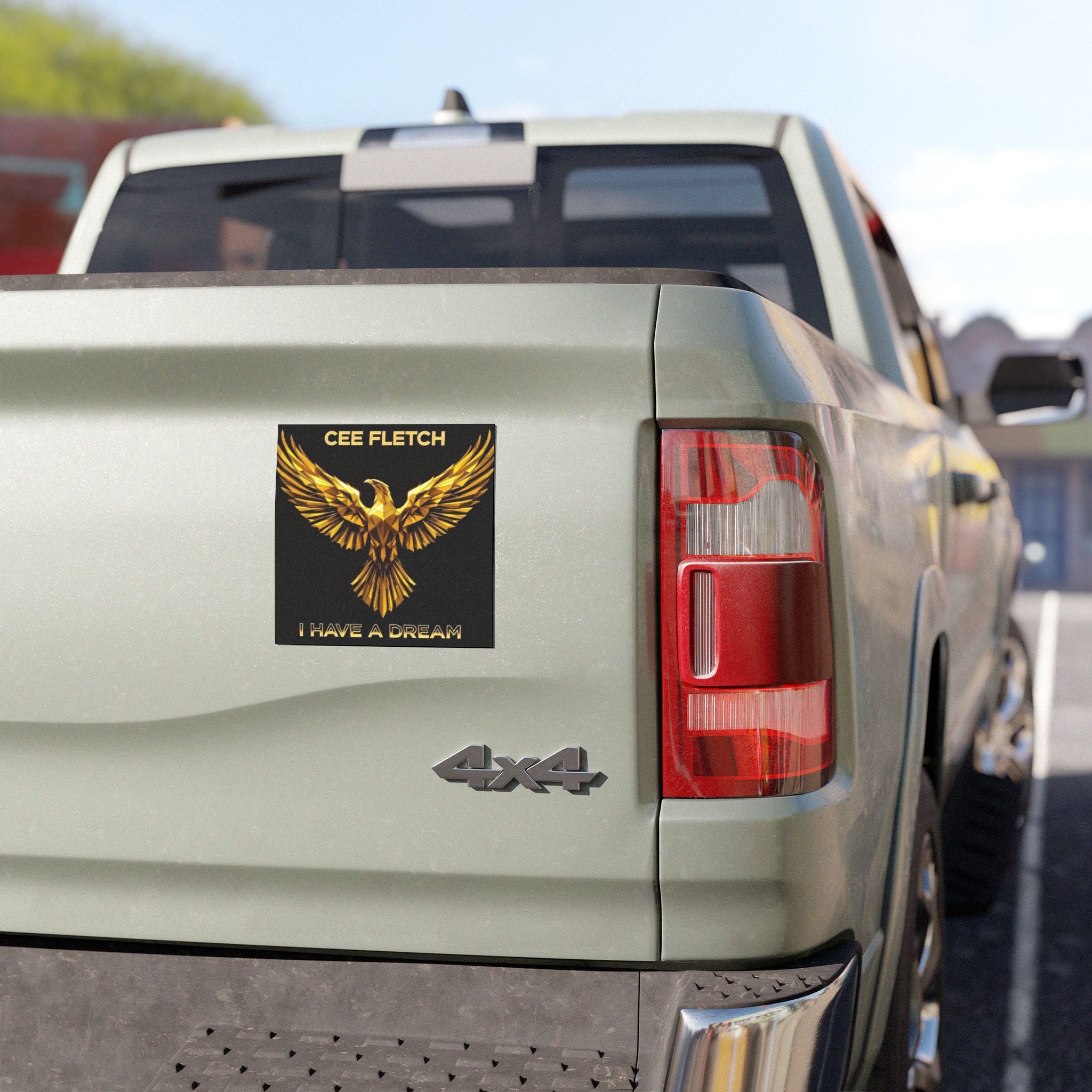 Gold Phoenix Car Magnet — “Cee Fletch I Have a Dream” Decorative Auto Magnet