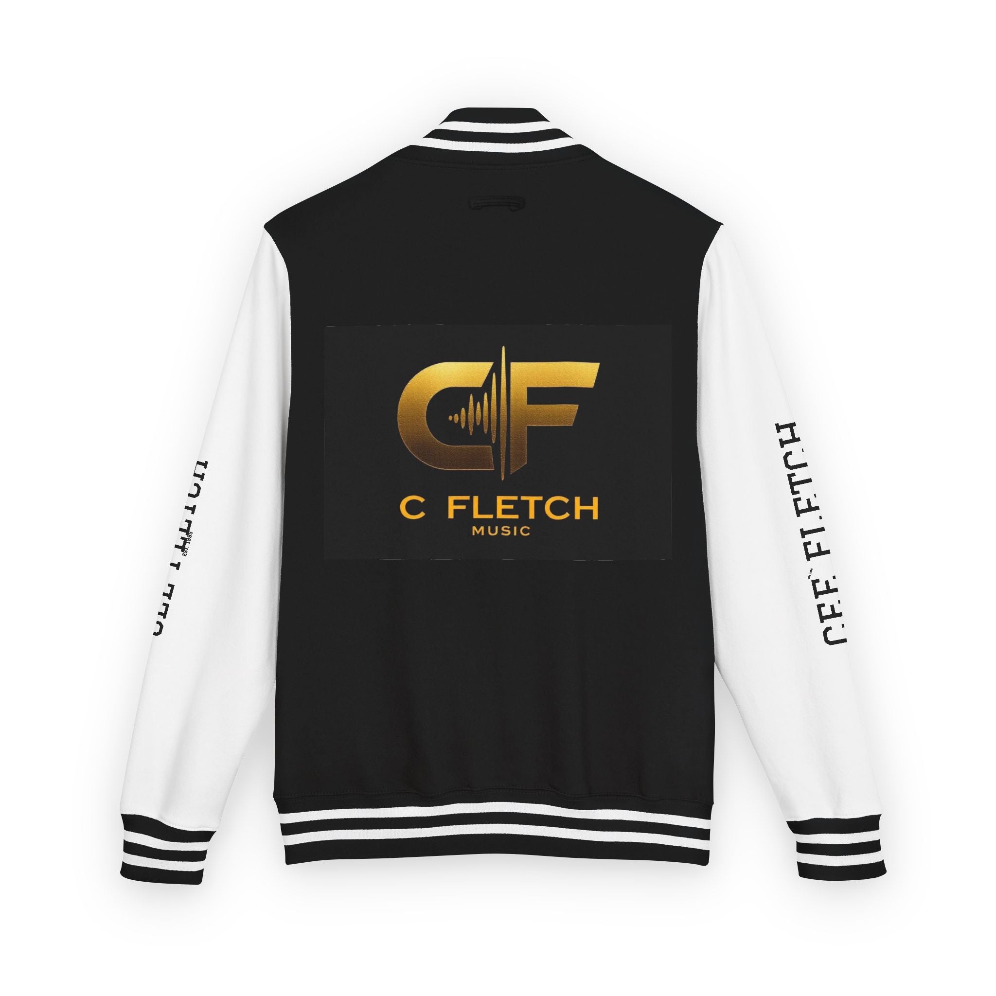 C Fletch Music Letterman Jacket — Red/White Varsity Jacket with Logo