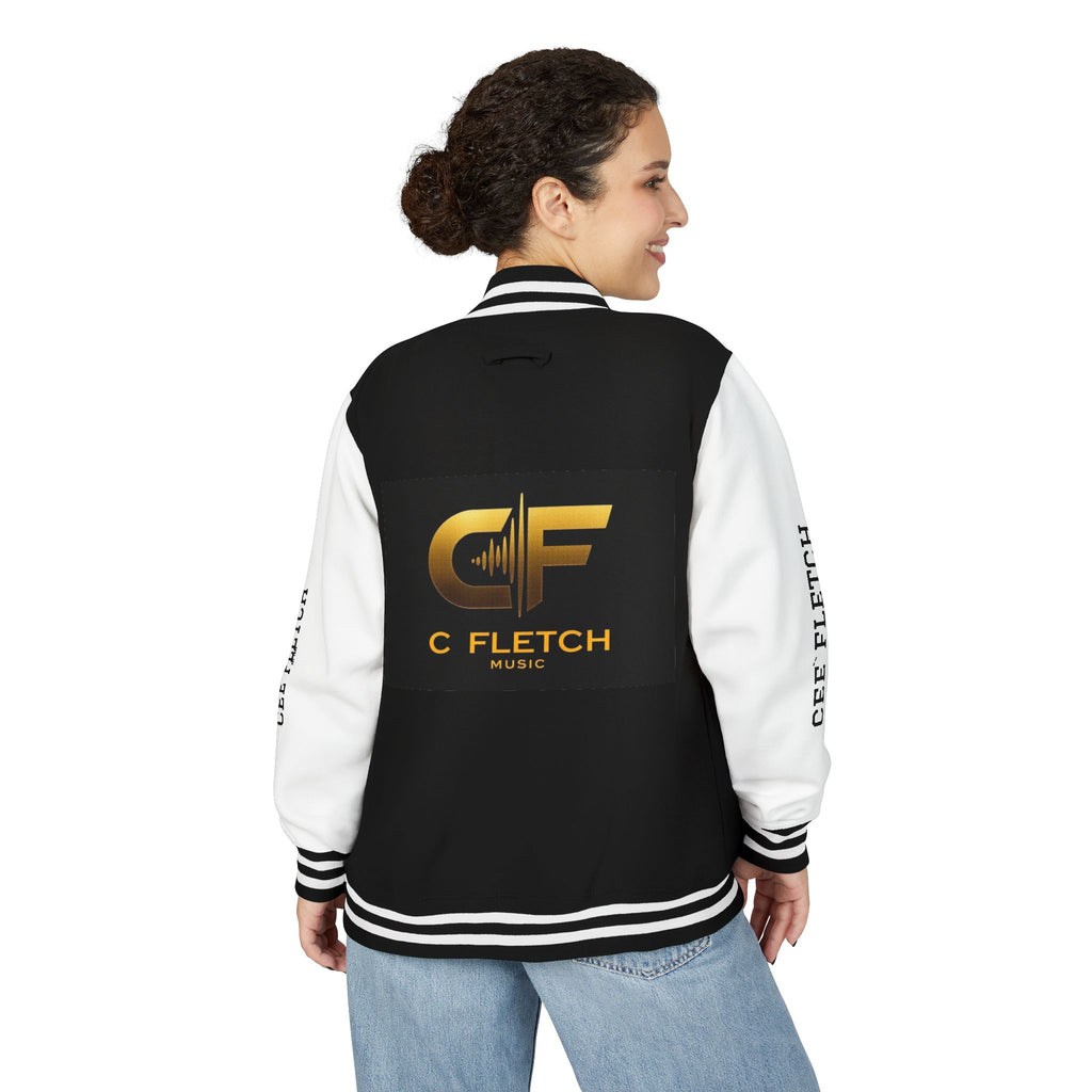 C Fletch Music Letterman Jacket — Red/White Varsity Jacket with Logo