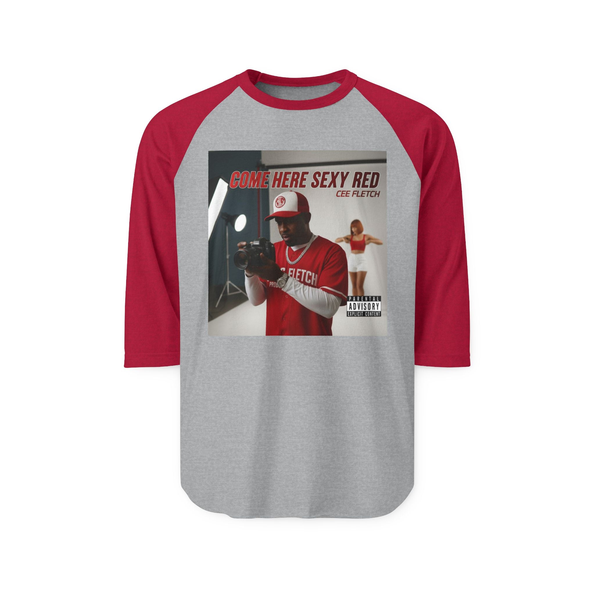 Raglan Shirt - 'Come Here Sexy Red' Retro Baseball Graphic