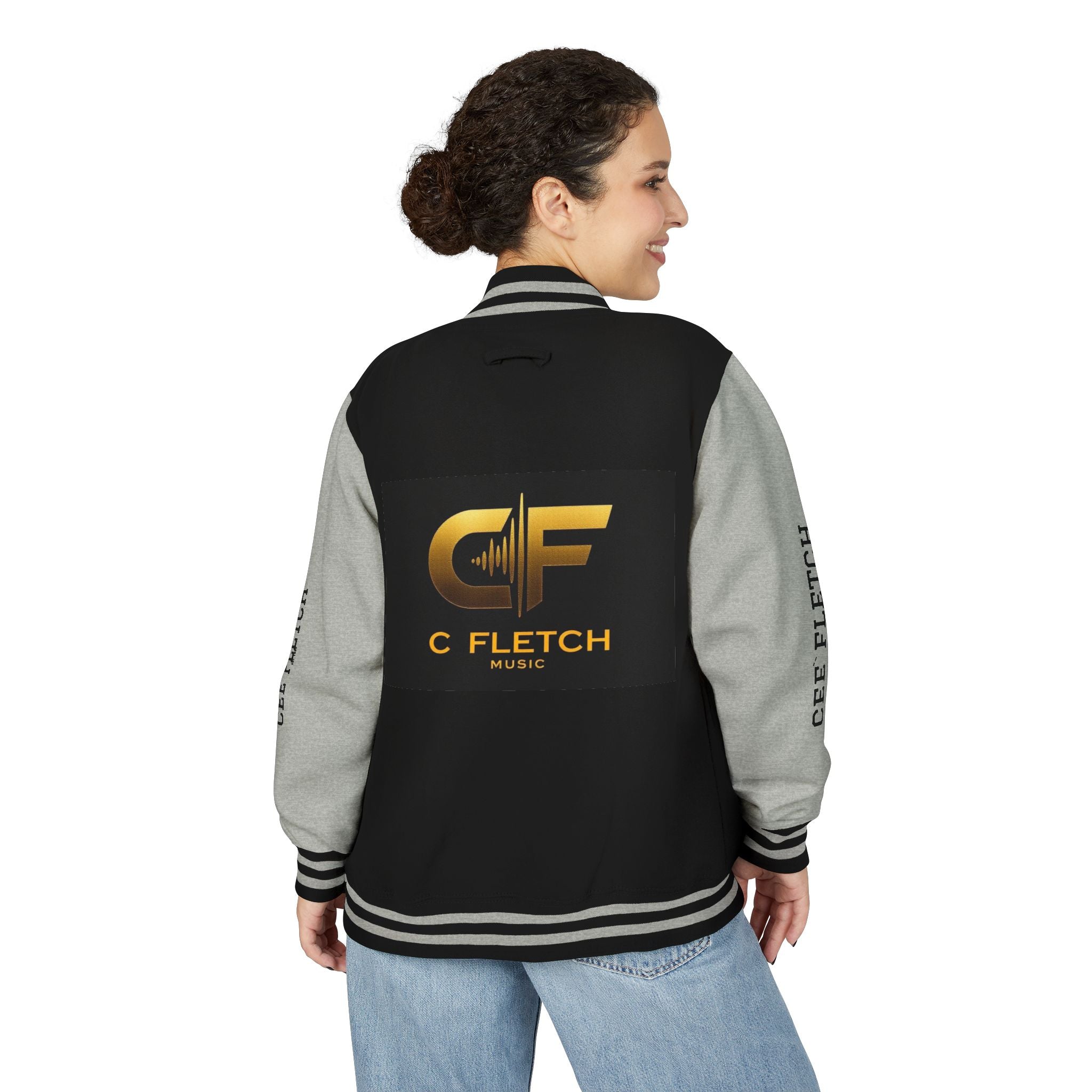 C Fletch Music Letterman Jacket — Red/White Varsity Jacket with Logo