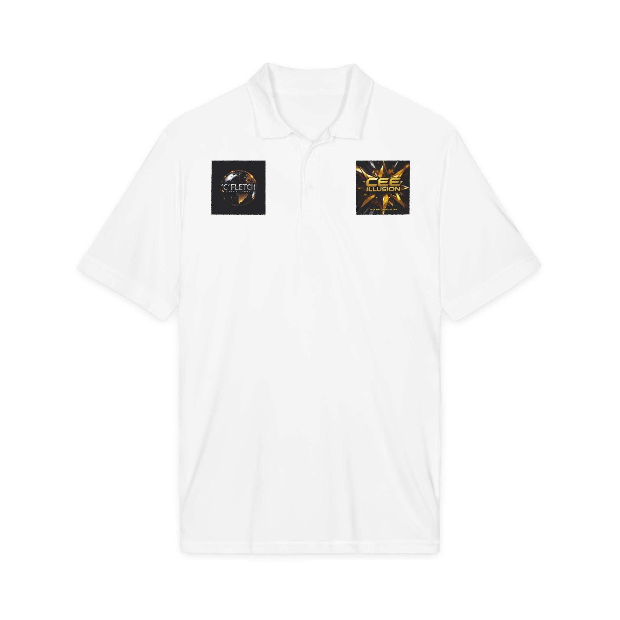 Logo Chest Polo Shirt — Gold Emblem Athletic Golf Polo