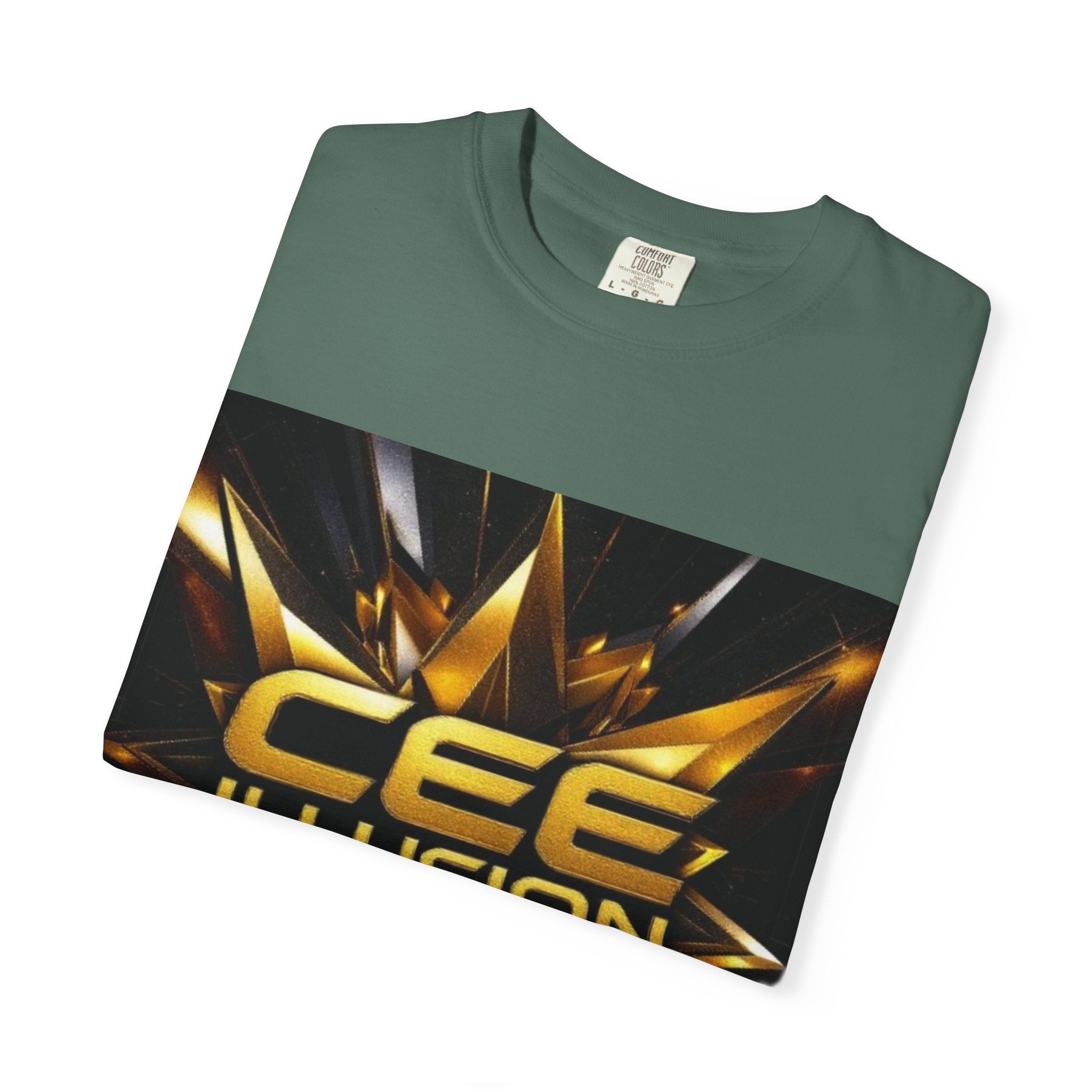 Cee Illusion Graphic T-Shirt — Bold Gold Starburst Design