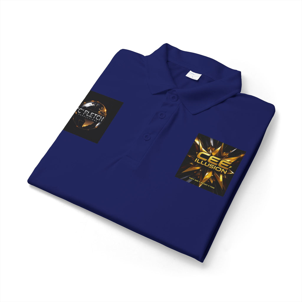 Logo Chest Polo Shirt — Gold Emblem Athletic Golf Polo