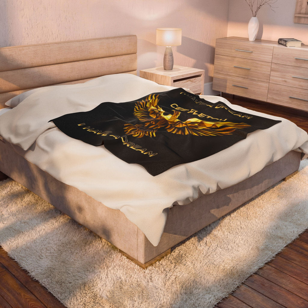 Velveteen Blanket — Gold Phoenix "I Have a Dream" Personalized Throw
