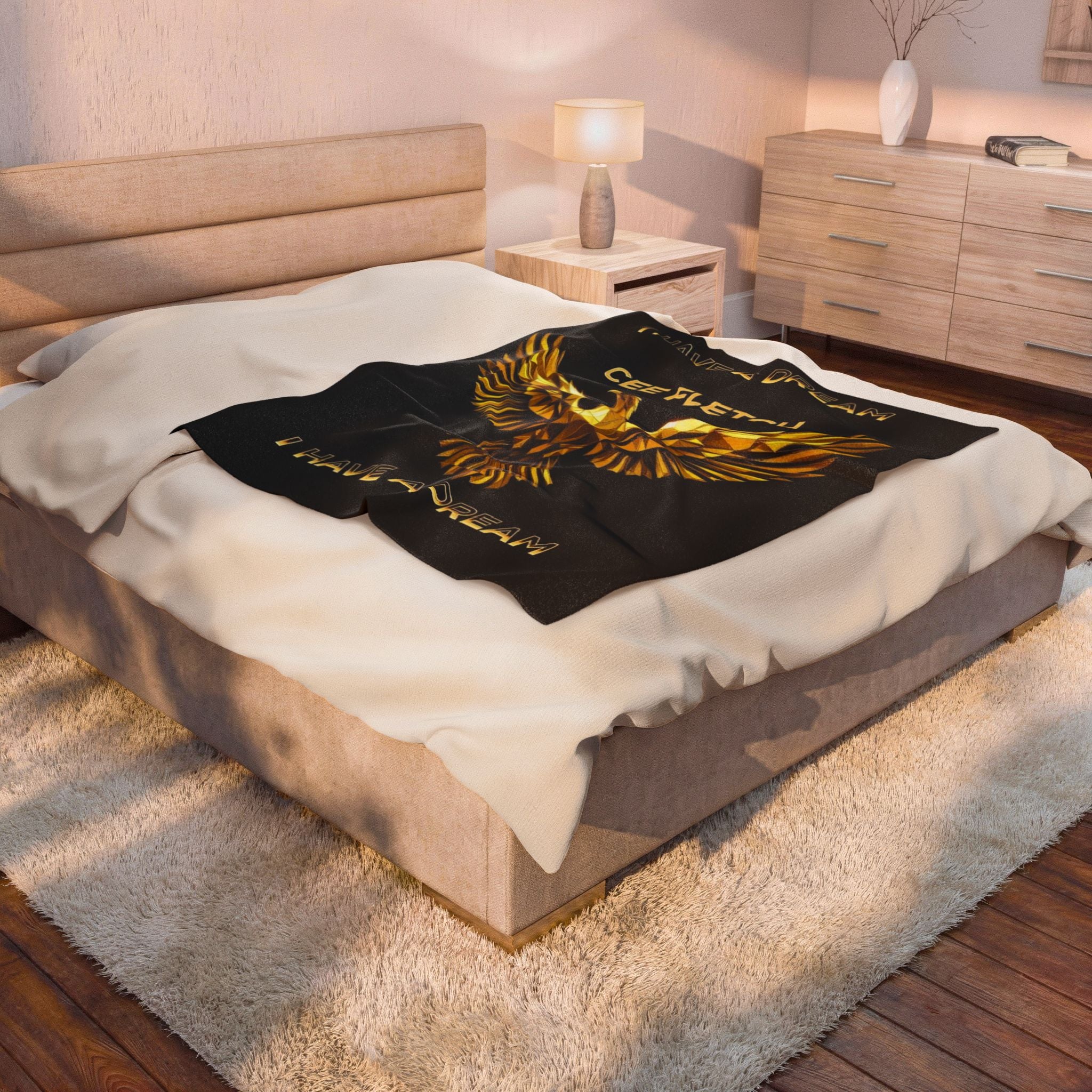 Velveteen Blanket — Gold Phoenix "I Have a Dream" Personalized Throw