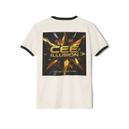 Illusion Logo Ringer T-Shirt — Bold Gold Graphic Tee