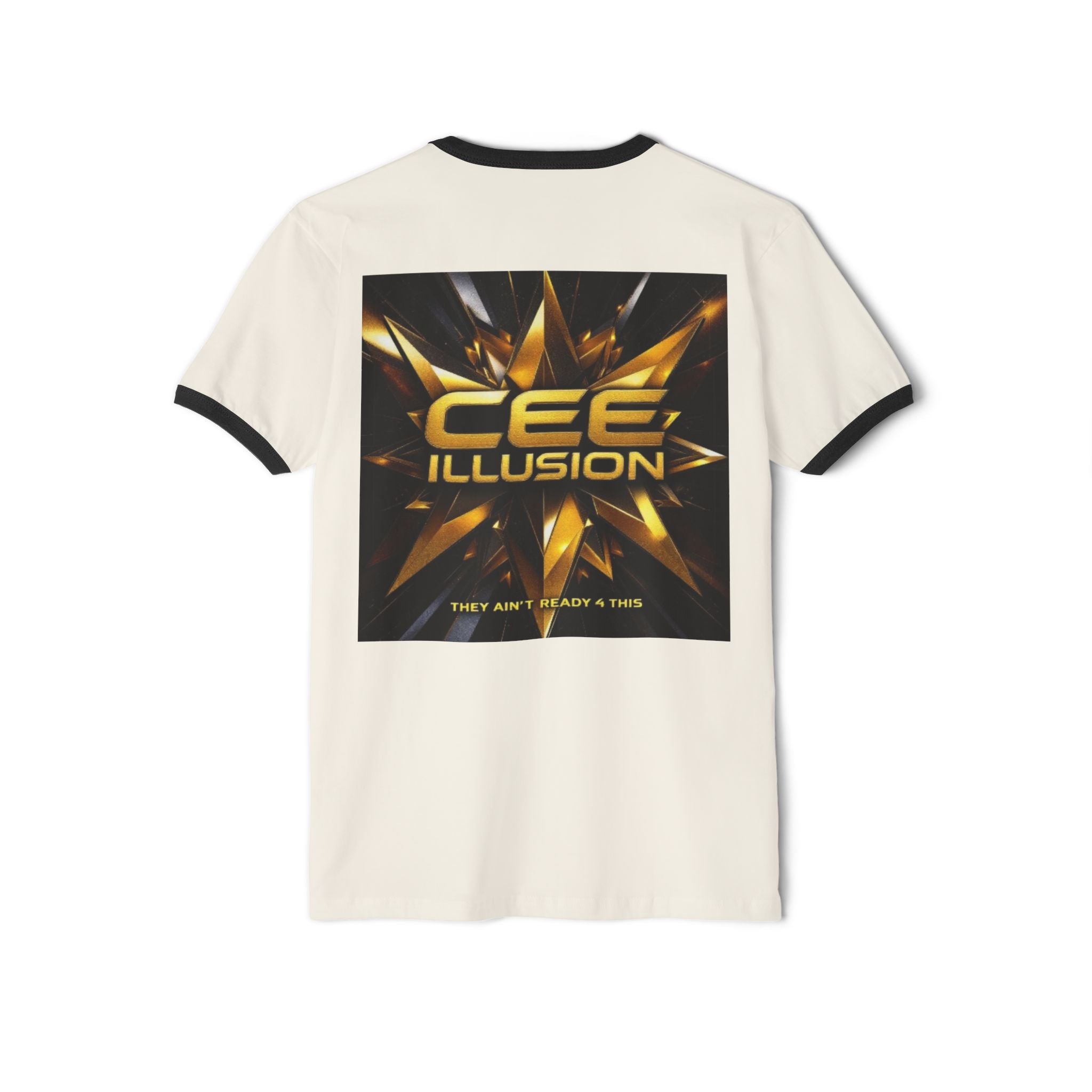 Illusion Logo Ringer T-Shirt — Bold Gold Graphic Tee