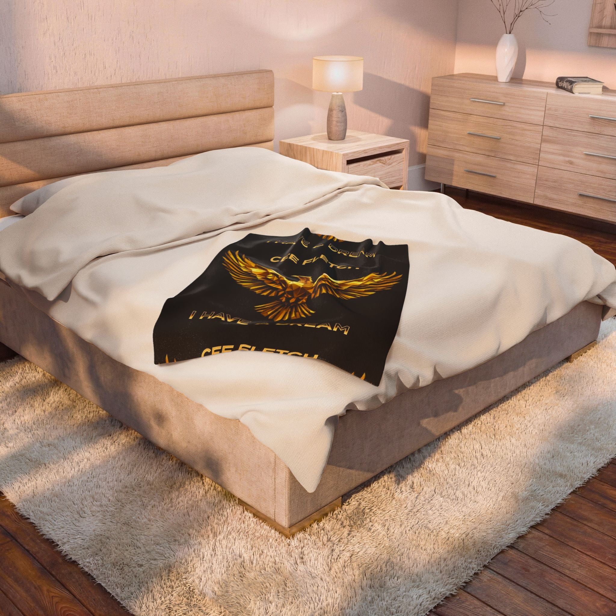 Velveteen Blanket — Gold Phoenix "I Have a Dream" Personalized Throw