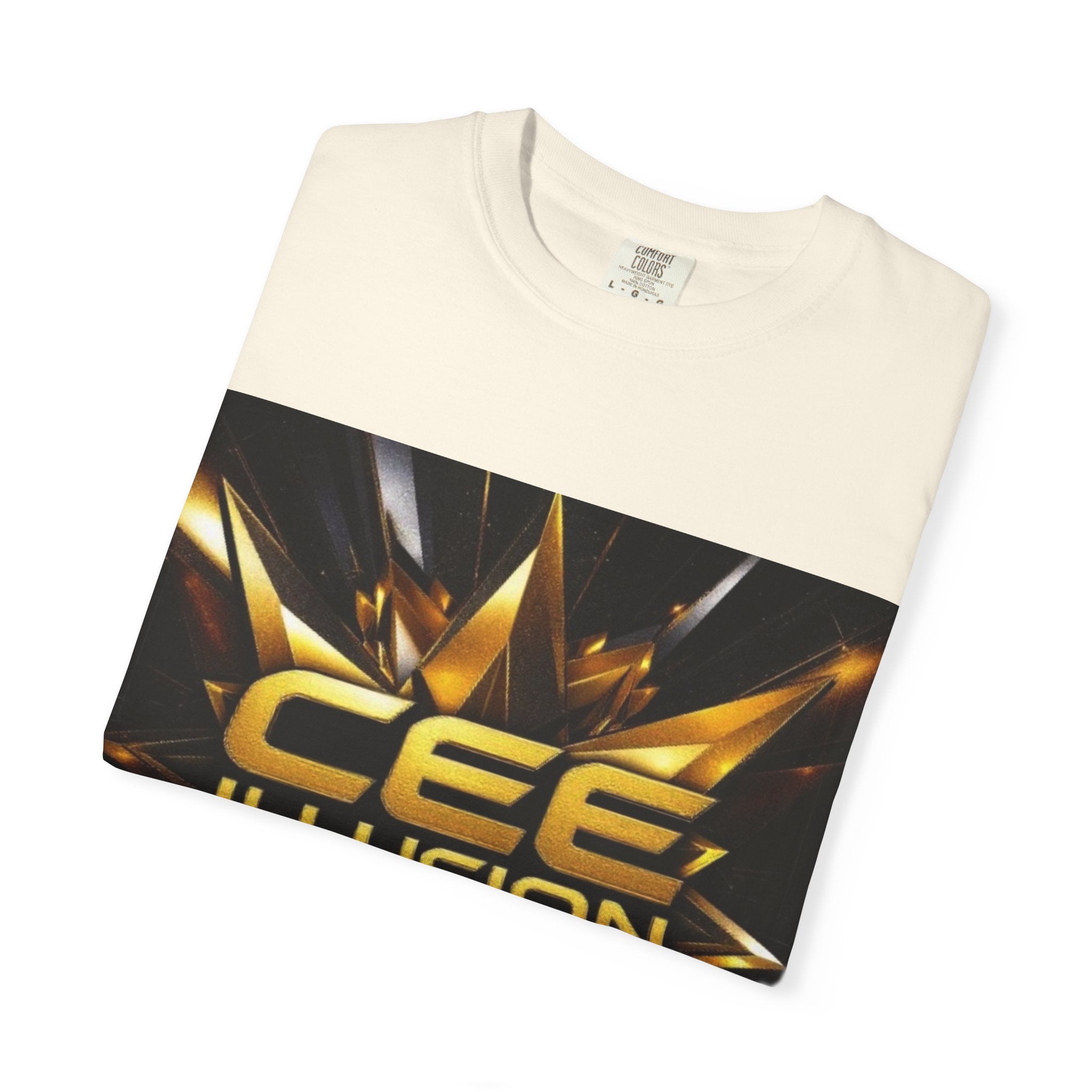 Cee Illusion Graphic T-Shirt — Bold Gold Starburst Design