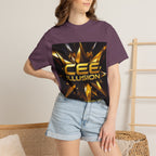 Cee Illusion Graphic T-Shirt — Bold Gold Starburst Design
