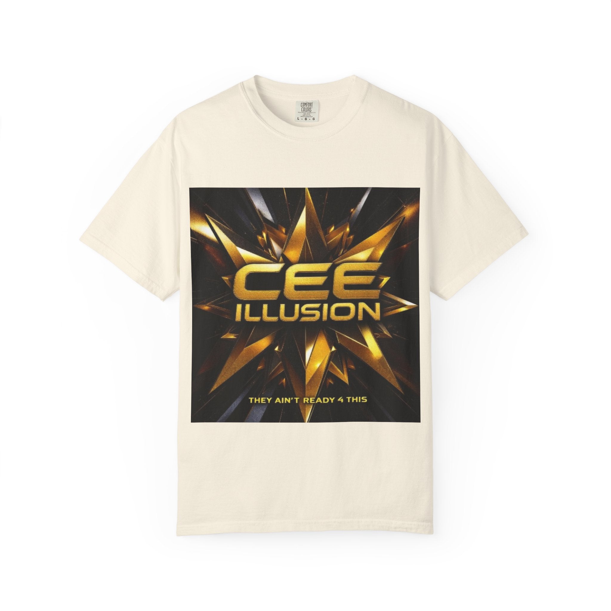 Cee Illusion Graphic T-Shirt — Bold Gold Starburst Design