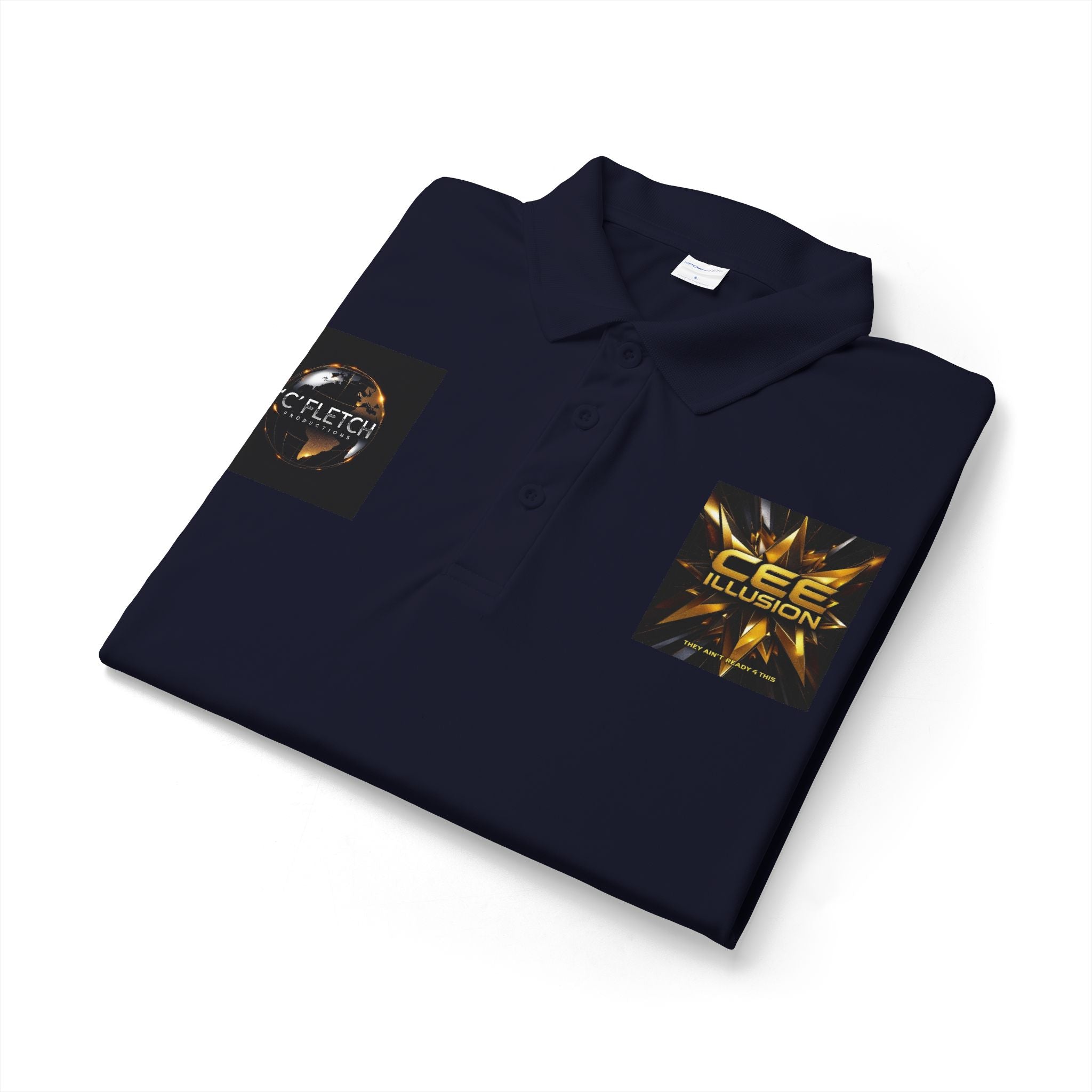 Logo Chest Polo Shirt — Gold Emblem Athletic Golf Polo