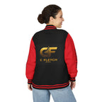 C Fletch Music Letterman Jacket — Red/White Varsity Jacket with Logo
