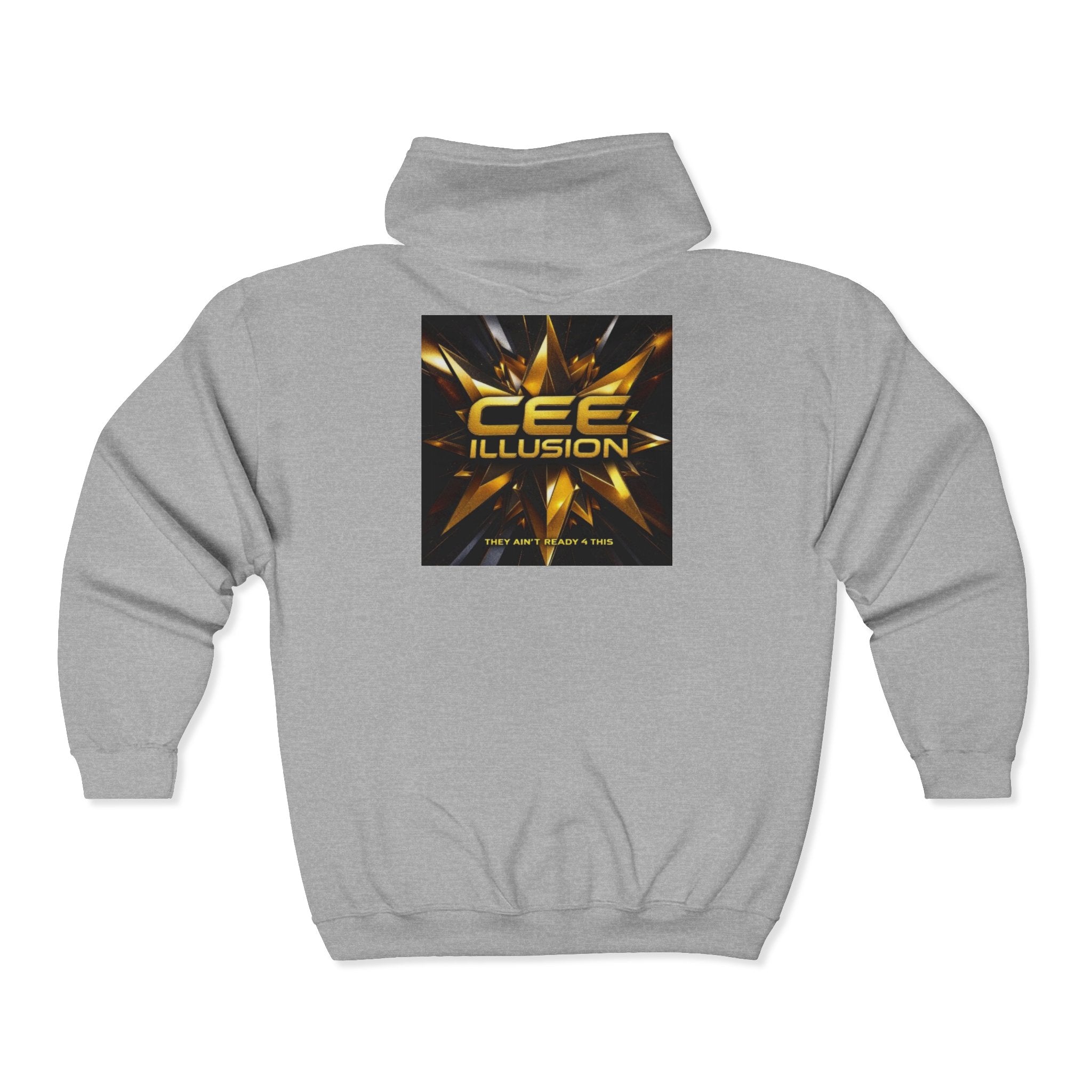 Illusion Logo Zip Hoodie — 'CEE Illusion' Gold Burst Full-Zip Sweatshirt