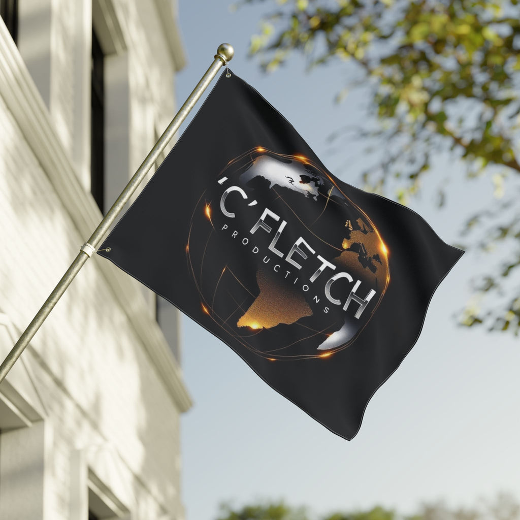 Double-Sided Flag — ‘C’ Fletch Productions Logo Globe Flag (Outdoor/Indoor)